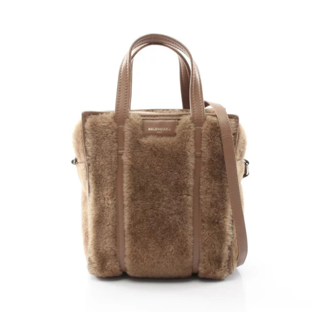 Balenciaga Bazar Shopper Tote Bag Sheepskin Leather Brown